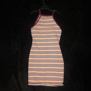 Striped spaghetti strap mini dress